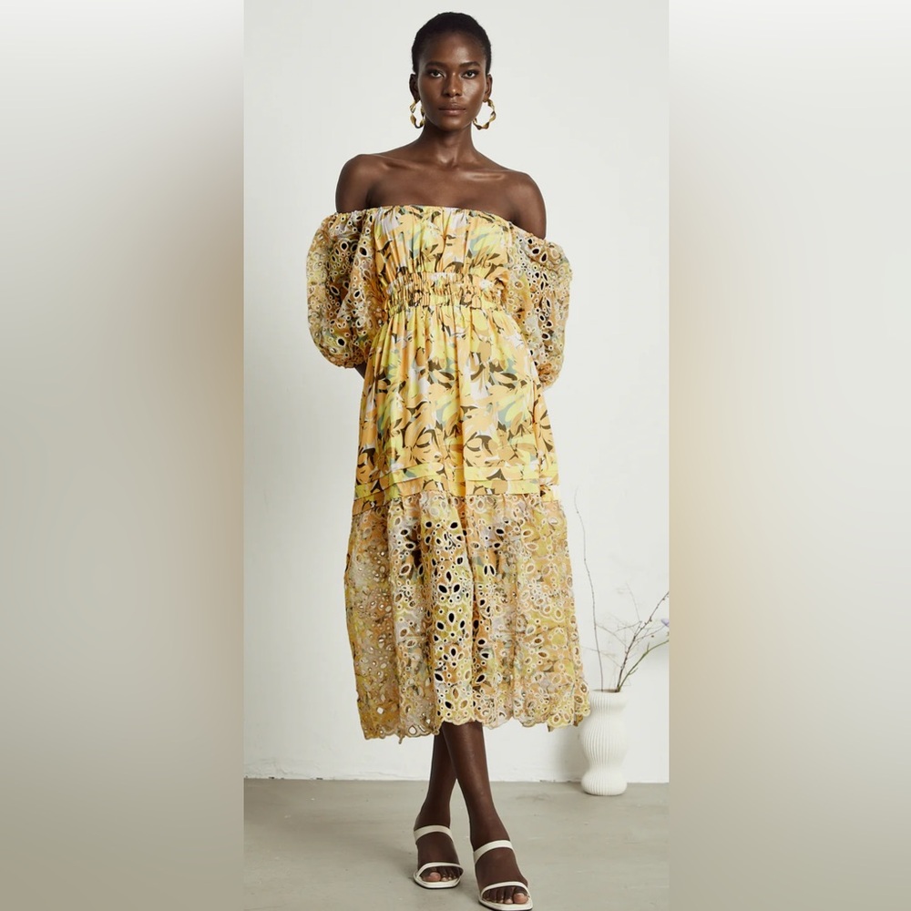 NWT Miss Rosier Cl’emence Floral Print Cut-Out Midi Dress,Size-Small - Picture 2 of 15